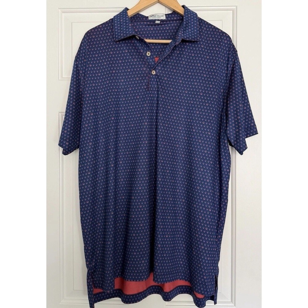 Peter Millar Polo Shirt Skulls Size Large Golf Performance